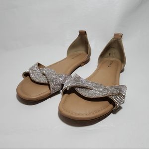 Women's 9 w Torrid tan and sparkle diamond sandals open tone size 9 Wide